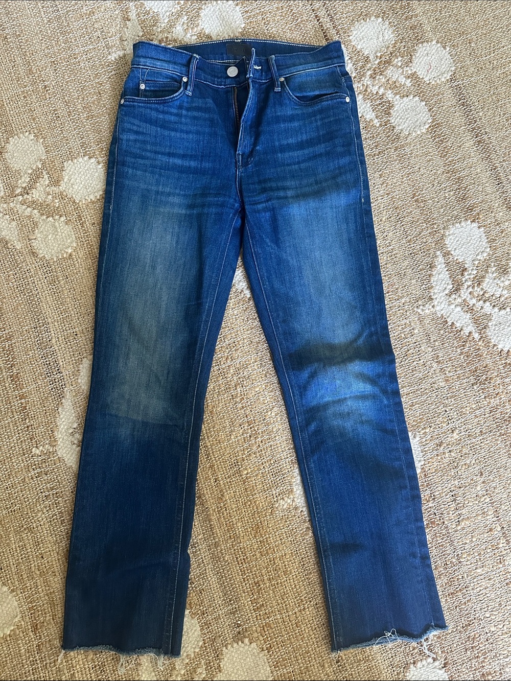 Mother frayed-hem Straight-Leg Jeans